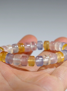 【精品】天然彩色玛瑙手链 算盘珠女款手串 楼叔手作