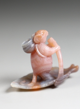 【精灵鼠小弟】粉玛瑙老鼠冒险记卡通题材原创小摆件 楼叔孤品