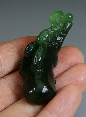 [蝎子]和田玉手玩件纯手工雕刻天然碧玉石毒霸天下小摆件楼叔孤品