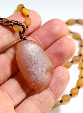 【精品】楼叔手工原创戈壁黄玛瑙原石项链配吊坠个性孤品挂件