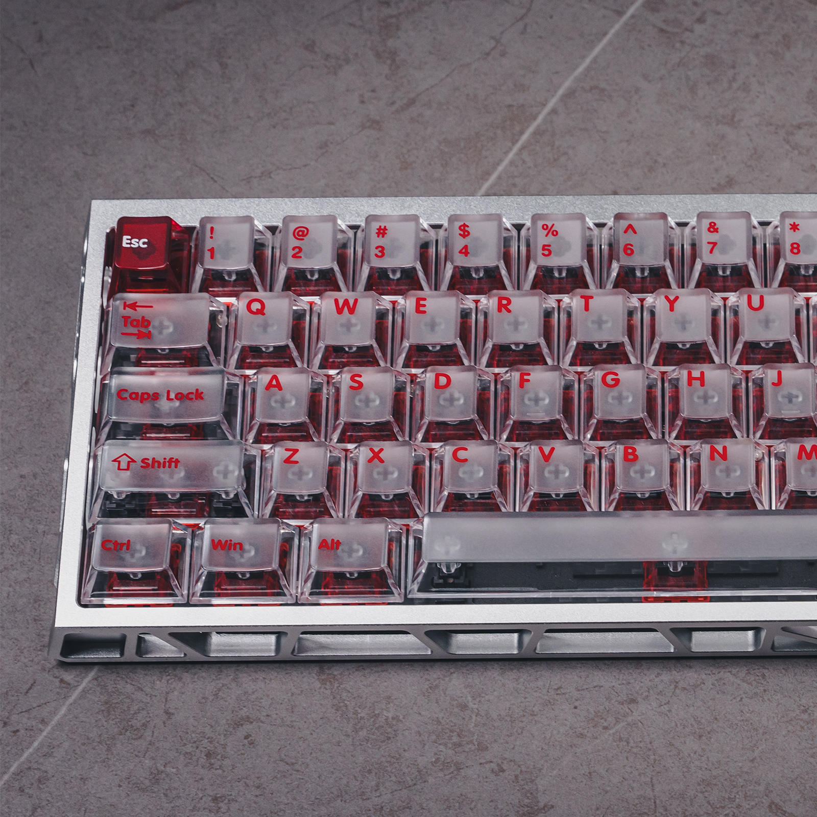 Latenpow透明键帽雾透白透PC原厂高度红透黑透68 75配列透光键帽 - 图3