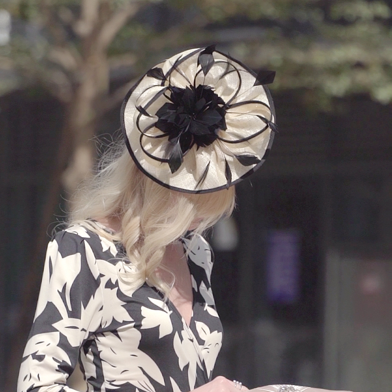 EE 四季适用新款帽子女宴会气质优雅木耳边花朵亚麻小礼帽夏 - 图1