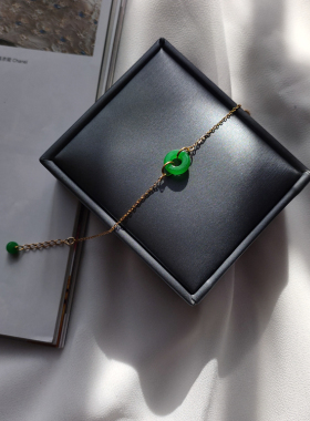 平安扣正阳绿干青注金小众手链