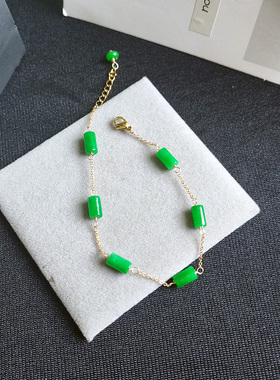 阳绿色缅甸干青翡翠14K包金注金