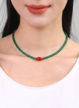 逸水红颜玛瑙女性项链锁骨链