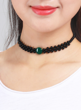 逸水红颜玛瑙女性挡疤痕项链