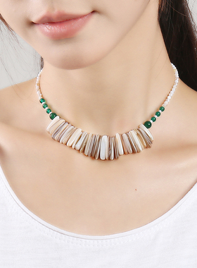 逸水红颜贝壳女时尚项链锁骨链