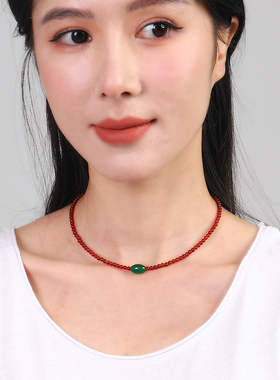 逸水红颜玛瑙女性项链锁骨链