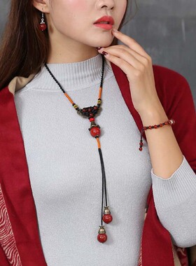 民族风复古装饰品百搭挂件毛衣链