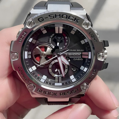 卡西欧钢铁之心G-SHOCK经典指针防水运动太阳能蓝牙GST-B100-1A/D - 图0