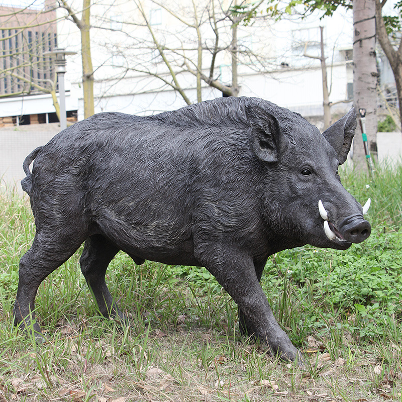 模型户外装饰景区农庄野猪园林假猪玻璃钢摆件饭店雕塑草坪真猪-图1