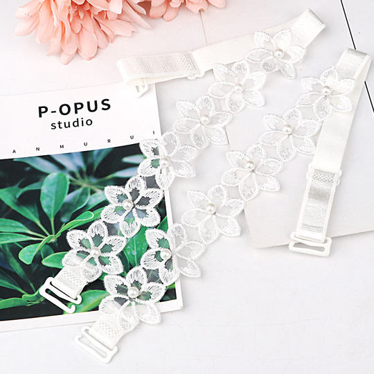 一字领肩带蕾丝双肩带花朵文胸罩带内衣带子隐形肩带女配件防滑夏