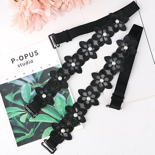 一字领肩带蕾丝双肩带花朵文胸罩带内衣带子隐形肩带女配件防滑夏