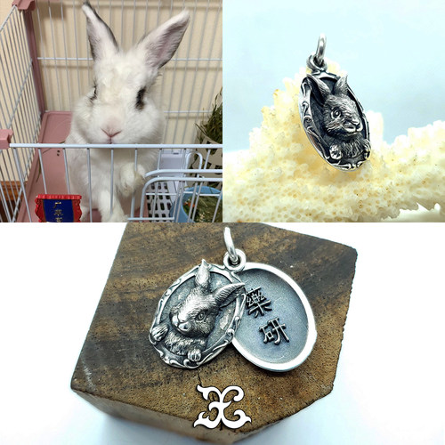 照片定制纯银镶金银铜爪猫狗宠物造型立体浮雕头像吊牌挂坠可订做 - 图1