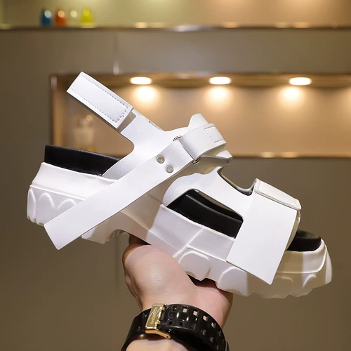 Летние сандалии подходит для мужчин и женщин, универсальная высокая пляжная обувь на платформе для отдыха, 2022, из натуральной кожи