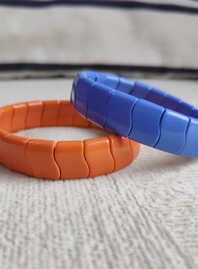 韩国新款麦饭石波浪型链托玛琳石彩色手链正品负离子手环锗石链子