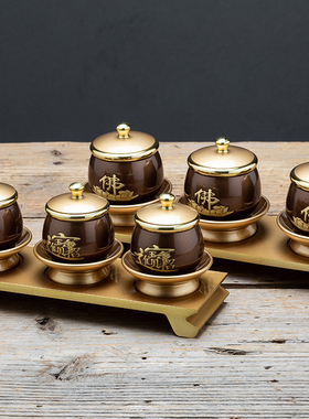 纯铜佛前供水杯家用佛堂供奉财神