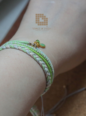 桃花粉中式古风手工编织手绳