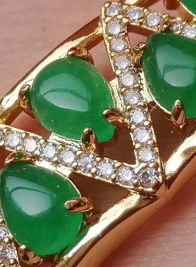 金镶玉钻石玉石镶嵌翡翠活口手镯
