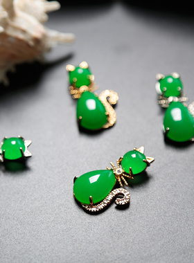 胡二翡翠宠物小猫咪喵星人项链子