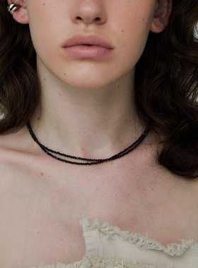 纯银黑晶石碎闪璀璨双层颈链