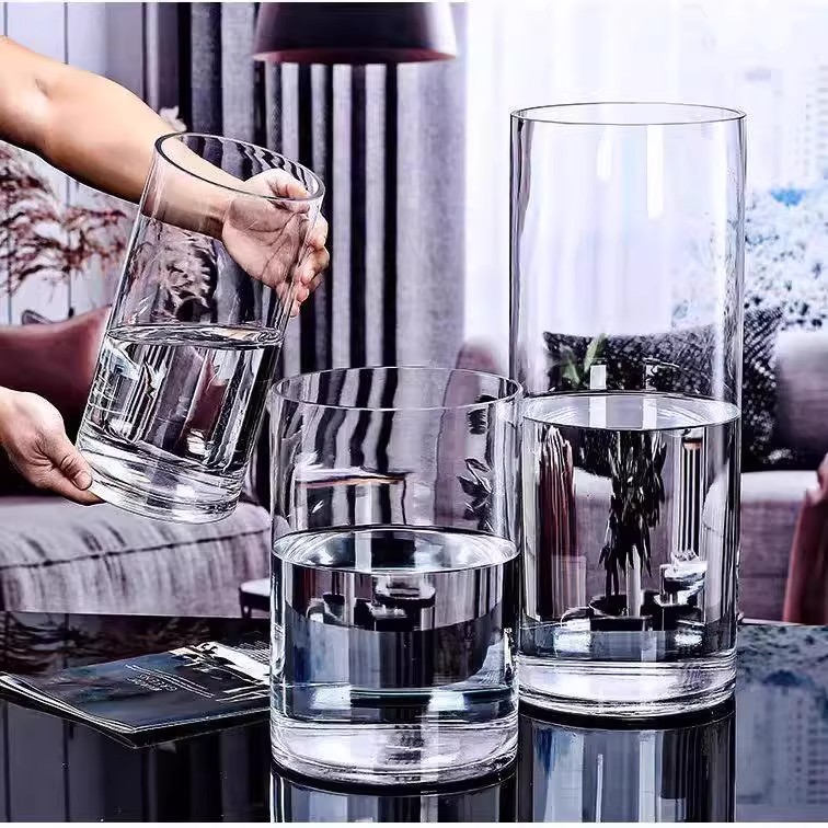 亚克力防摔花瓶摆件客厅插花透明水养富贵竹直筒轻奢高级感醒花桶 - 图2