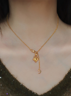 法式复古月亮星星爱心项链女款