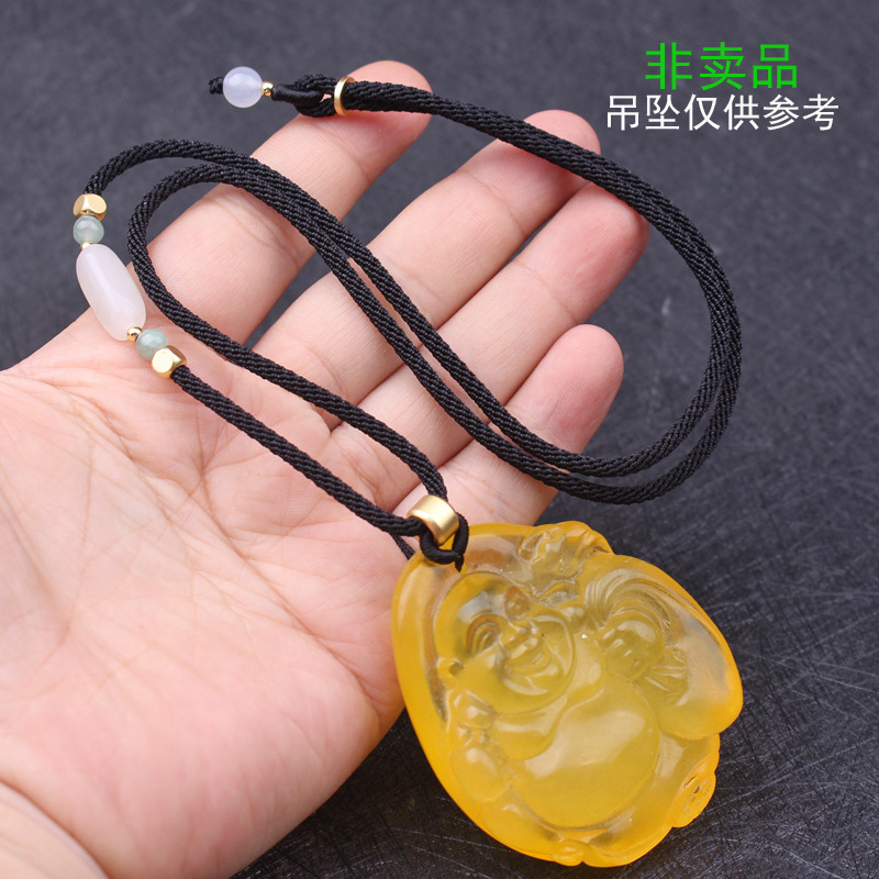 单边和田玉吊坠挂绳2025年油青玉佩项链绳DIY手工平安扣挂件红绳 - 图2