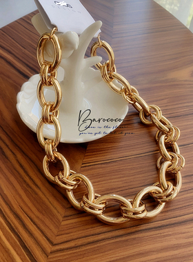 英国设计感金属风环形锁链项链