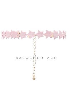 【特】F21清新樱花粉色布艺一串小星星颈链锁骨链女短款项链