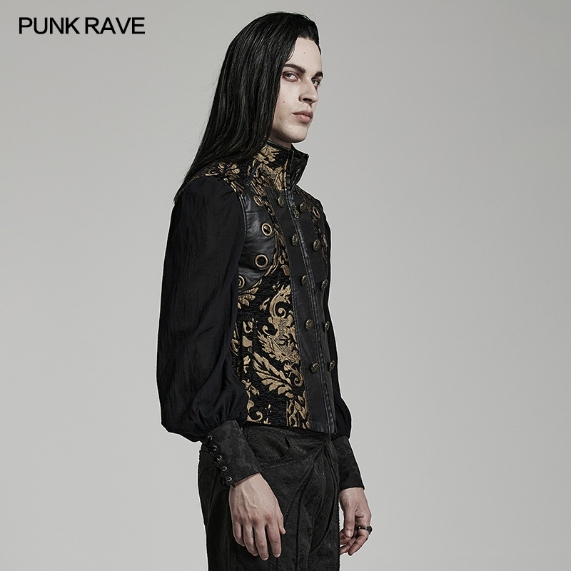 小破亚文化 PUNK RAVE pr朋克状态男装 goth复古哥特提花华丽马甲 - 图0