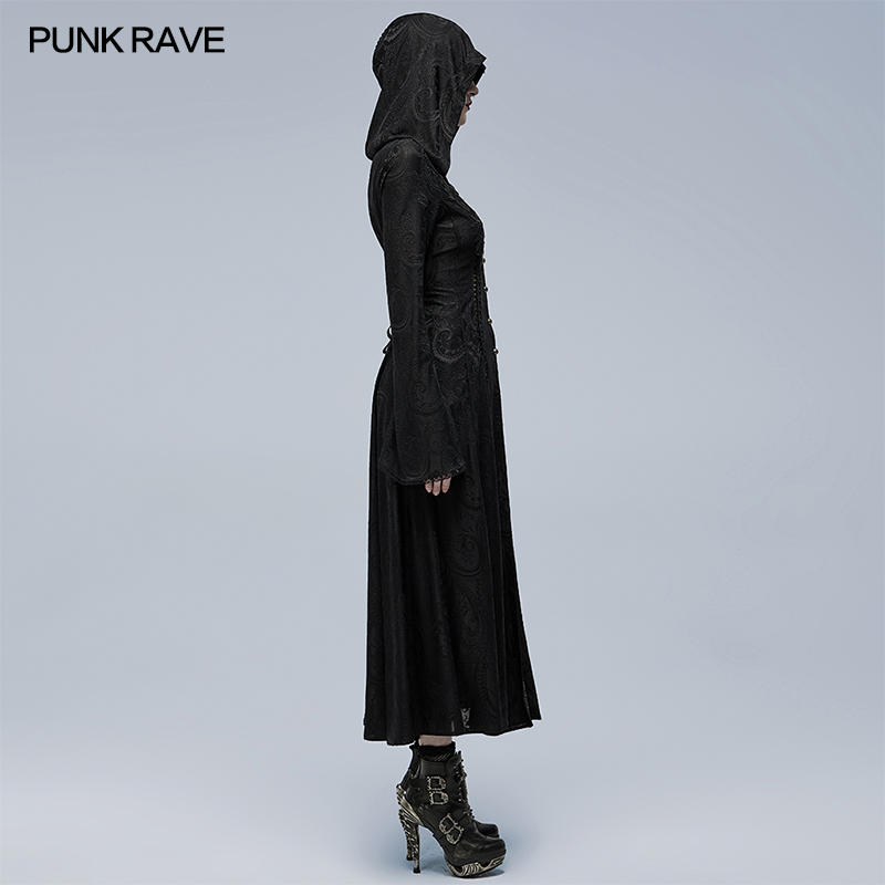 *小破亚文化 PUNK RAVE pr朋克状态女装 哥特镂空贴花外套连衣裙 - 图0