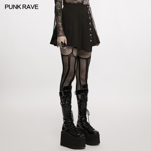 *小破亚文化 PUNK RAVE pr朋克状态女装街头个性jk百褶半裙-图0