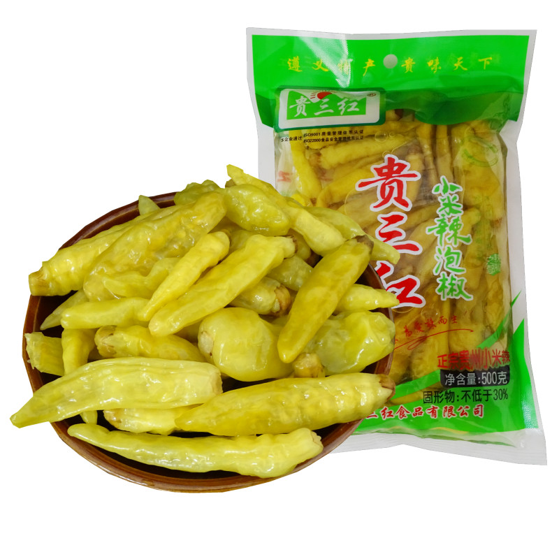 贵三红泡椒小米辣500g*3袋贵州小米椒野山椒辣椒泡菜椒水凤爪调料 - 图3