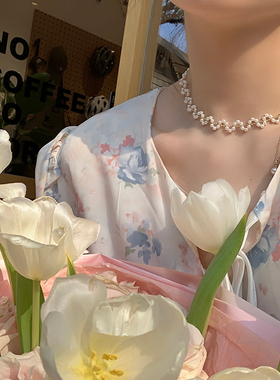 波纹珍珠颈链2022年新款轻奢小众