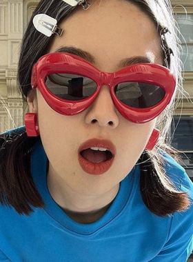 新款充气膨胀搞怪走秀街拍墨镜个性炫彩眼镜跨境欧美时尚太阳眼镜