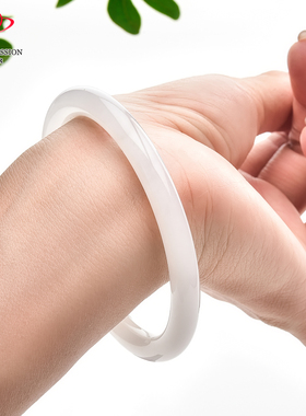 豪8印象·手镯之家T3-186和田玉白玉手镯圈口58.4mm天然圆条玉镯