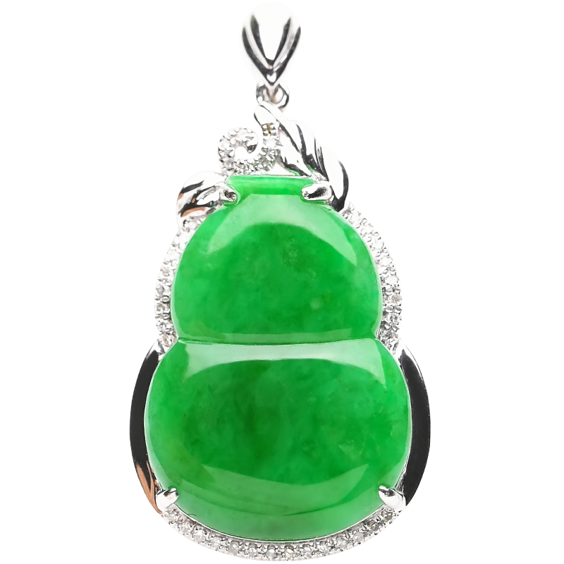 豪8印象l1014葫芦冰种阳绿镶金钻 豪8印象颈饰