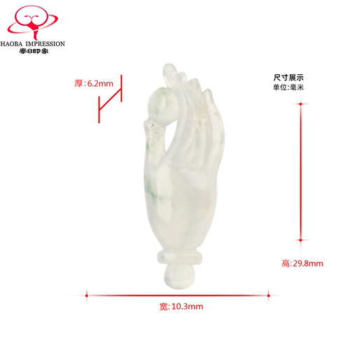 豪8印象X608天然翡翠佛手吊坠挂件冰种飘绿花缅甸a货玉石珠宝正品-图0