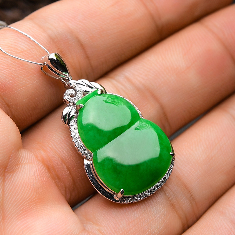 豪8印象l1014葫芦冰种阳绿镶金钻 豪8印象颈饰