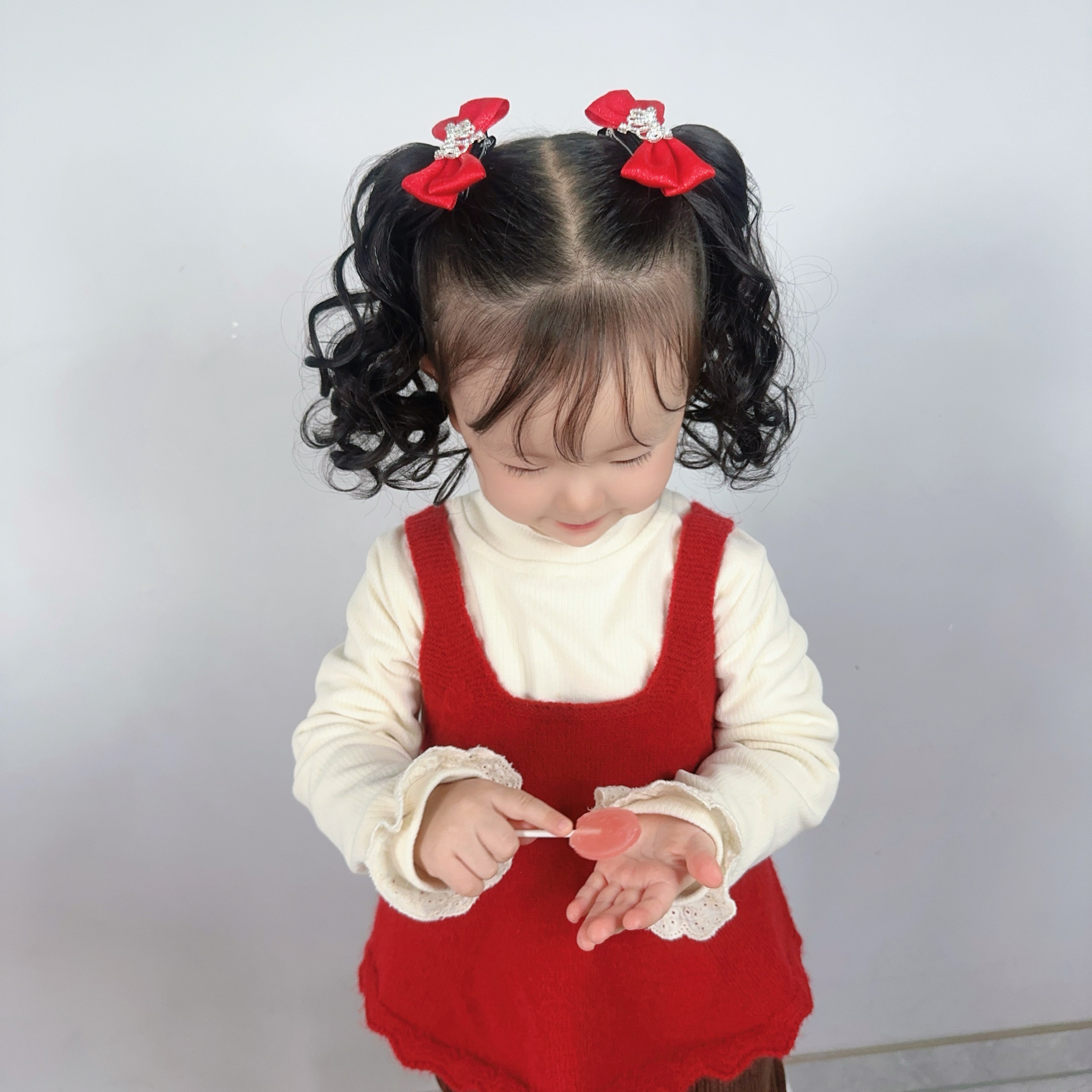 萌娃儿童双马尾蝴蝶结假发夹宝宝公主卷发造型神器节庆新年发饰,淘宝优惠券,粉丝福利购,淘宝优惠卷