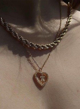 镀金不锈钢o字链女26个字母项链