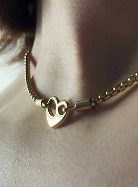 双面爱心18k吊坠不锈钢