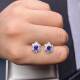 Natural Sri Lankan Sapphire Stud Earrings Royal Blue 3×4 925 Silver Seiko Inlaid Natural Colored Stone Jewelry