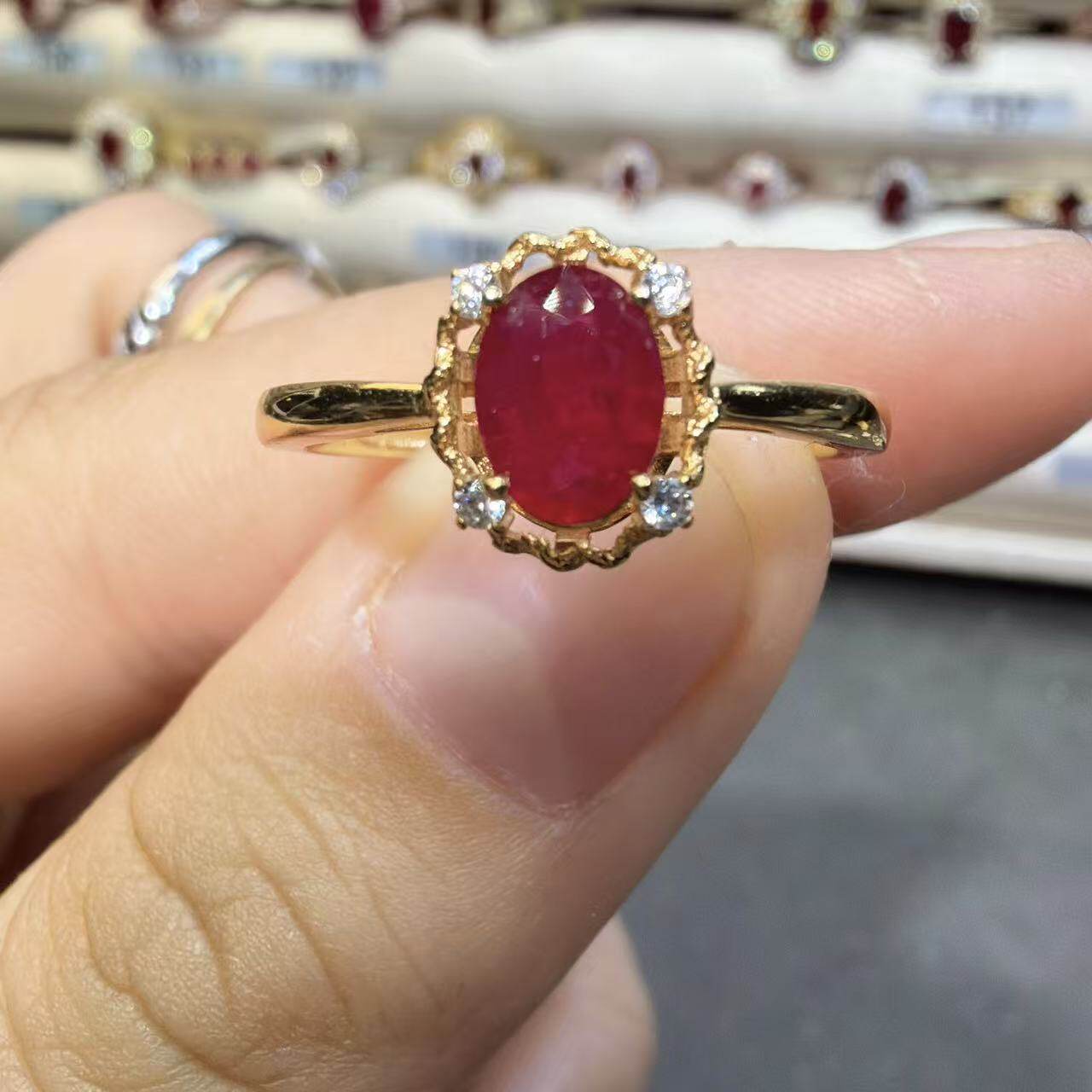 Natural pigeon blood red ruby 925 silver ring