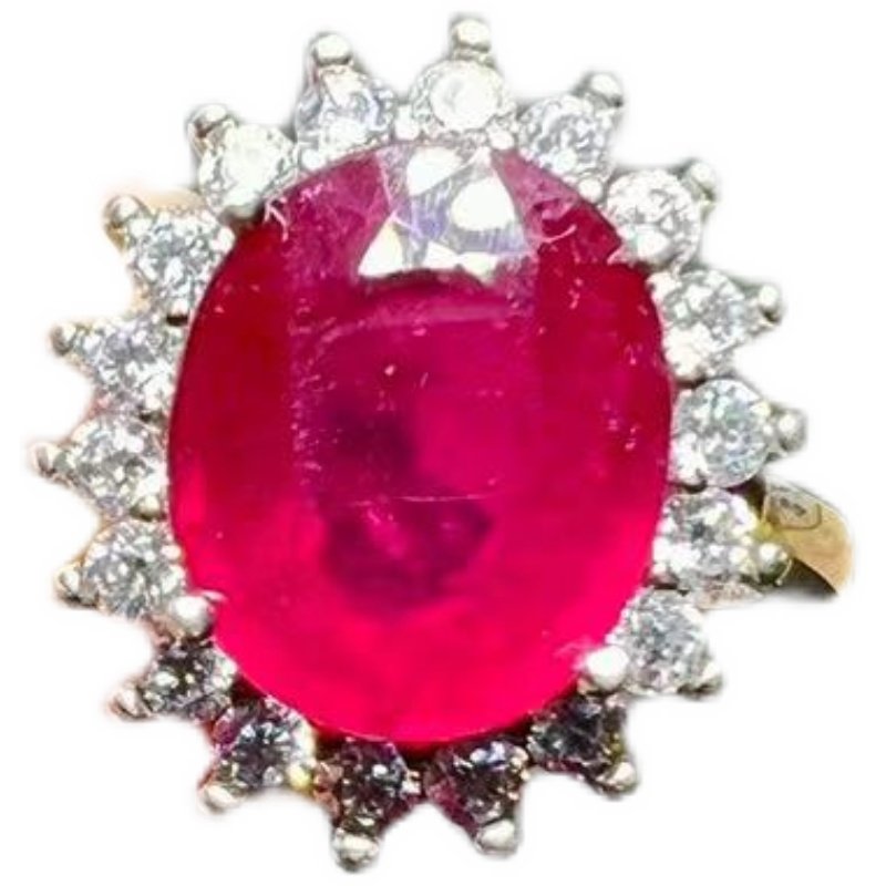 天然红宝石新烧戒指925银精工镶嵌9乘11 - 图3