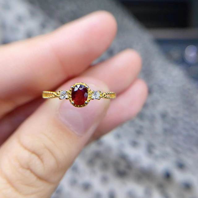 Natural pigeon blood red ruby ring 4×5 925 silver finely inlaid natural colored gemstone jewelry