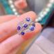 Natural sapphire inlaid 3x4925 ring