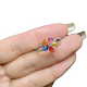 Natural colorful orchid ring 3×4 925 silver precision inlaid colorful gemstone jewelry