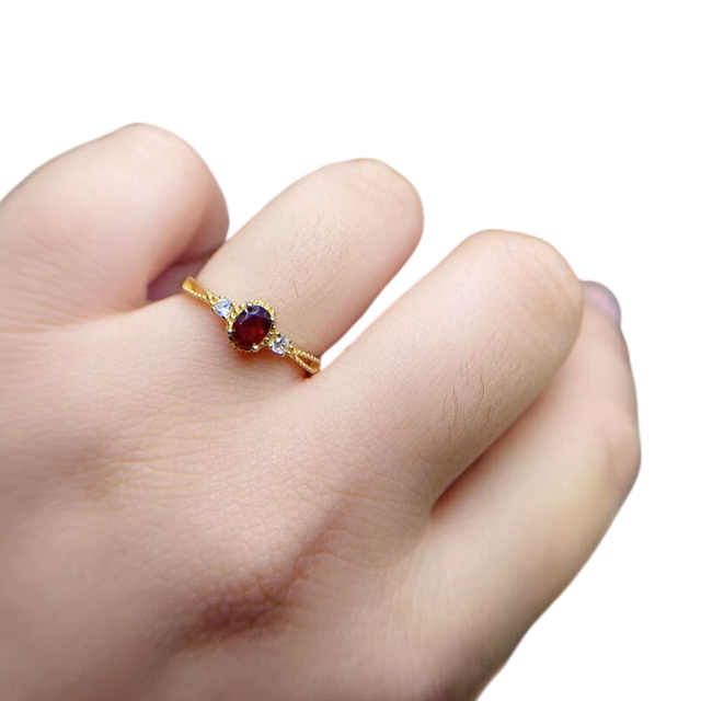 Natural pigeon blood red ruby ring 4×5 925 silver finely inlaid natural colored gemstone jewelry